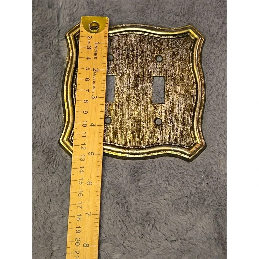 VTG Switch Plate Cover 1968 American Tack & Hardware Brass Double Ornate 2-Gang